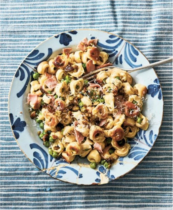 Tortellini with mortadella & peas