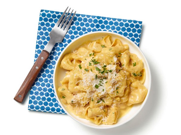 Tortellini with pumpkin Alfredo sauce