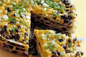 Tortilla and black bean pie