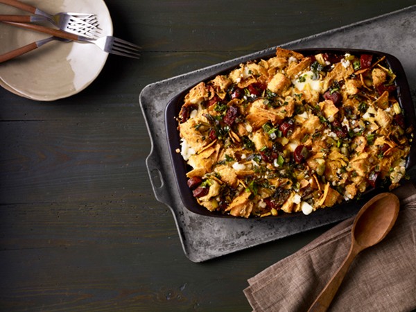 Tortilla chip-chorizo stuffing