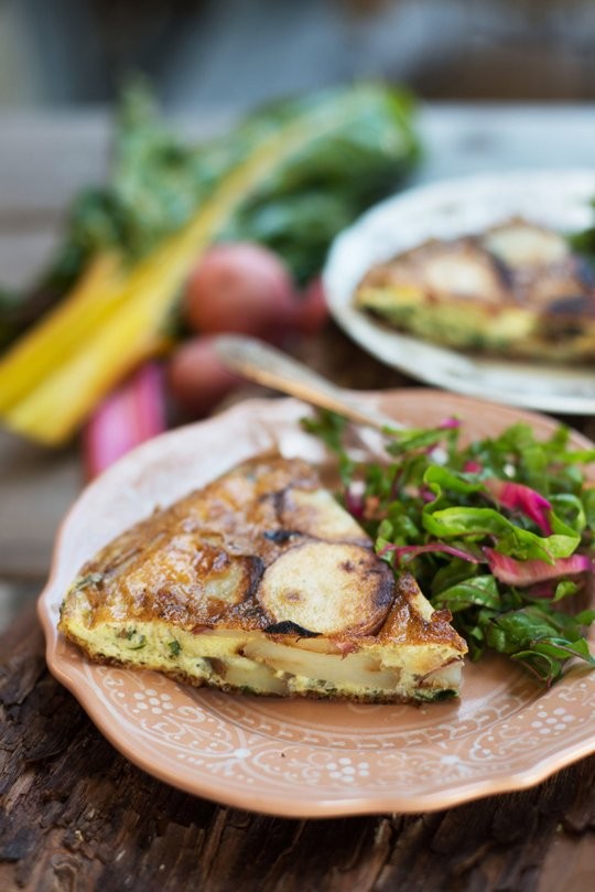 Tortilla Espanola with rainbow chard