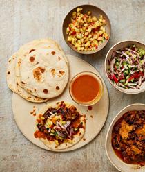 Tortillas with pico de gallo and pineapple salsa