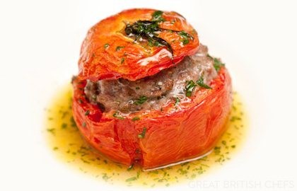 Toulouse sausage stuffed tomato (Tomato farcies)