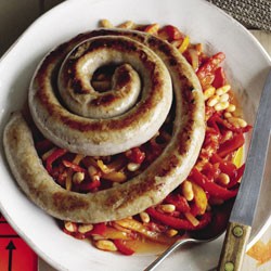 Toulouse sausage with white bean peperonata