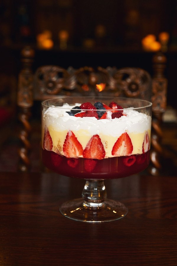 Towering berry trifle