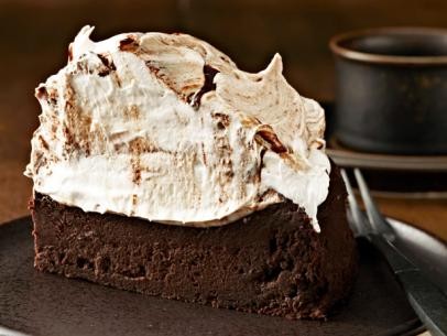 Towering flourless chocolate cake