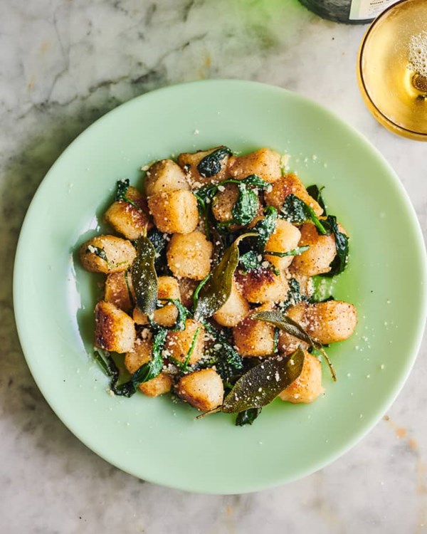 Trader Joes' cauliflower gnocchi with brown butter and sage