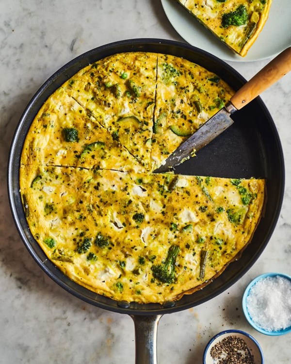 Trader Joe's frozen green foursome & goat cheese frittata