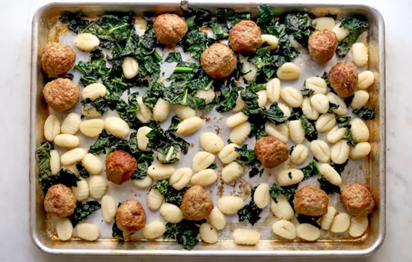 Trader Joe's sheet pan gnocchi and meatballs