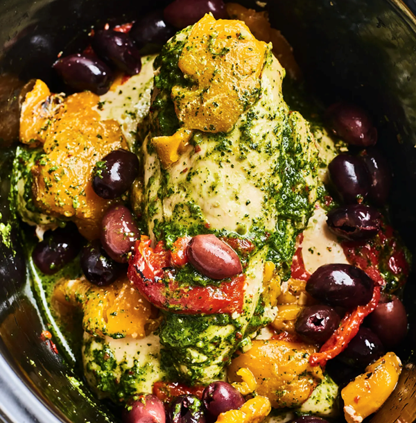 Trader Joe's slow cooker spicy Mediterranean chicken