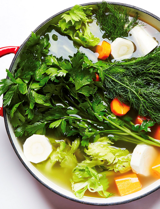 Traditional chicken soup with matzo balls