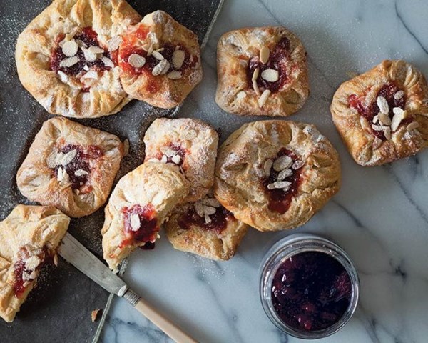 Traditional cream cheese and jam Danish