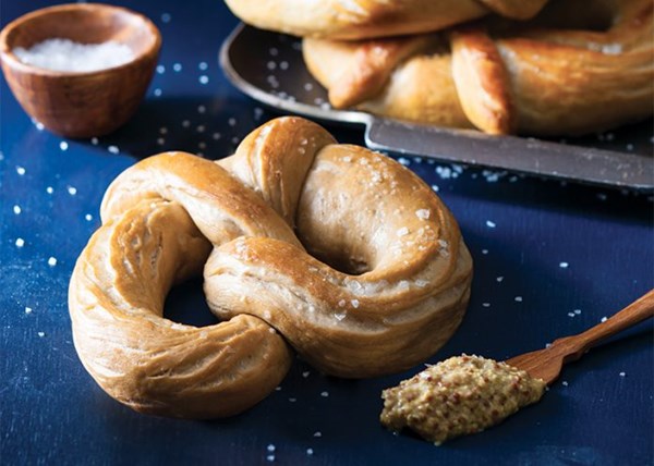 Traditional large soft pretzels [pretzel dough]