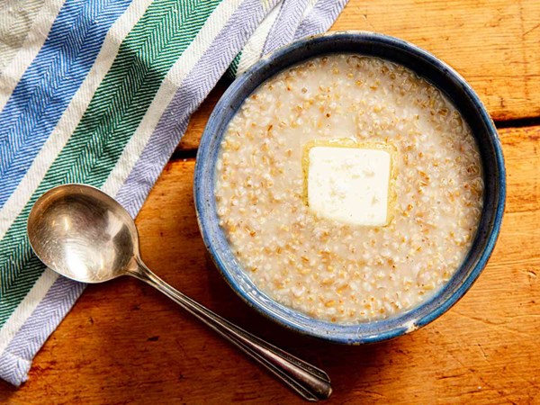 Traditional Scottish-style oatmeal with butter