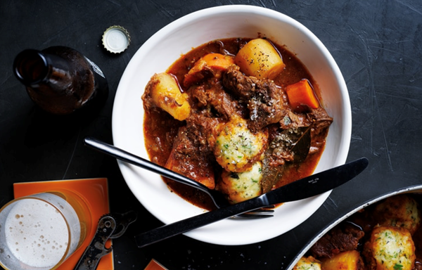 Traditional stew and herb dumplings