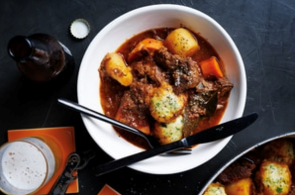 Traditional stew and herb dumplings