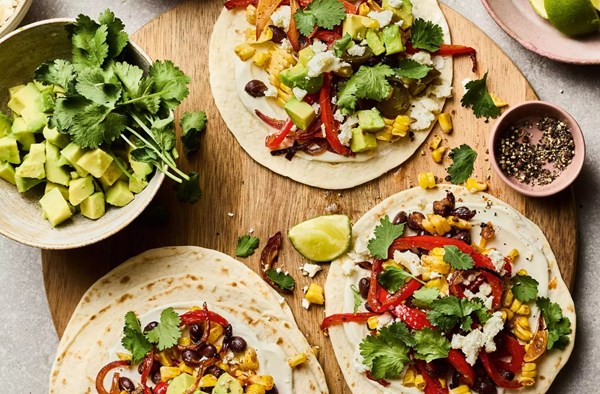 Traybake black bean & avocado tostadas