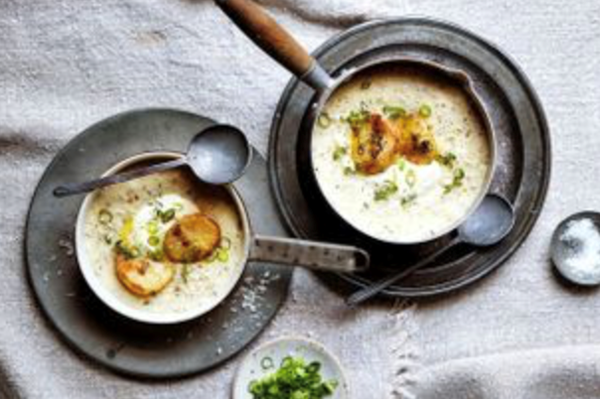 Traybake roasted Parmesan potato soup