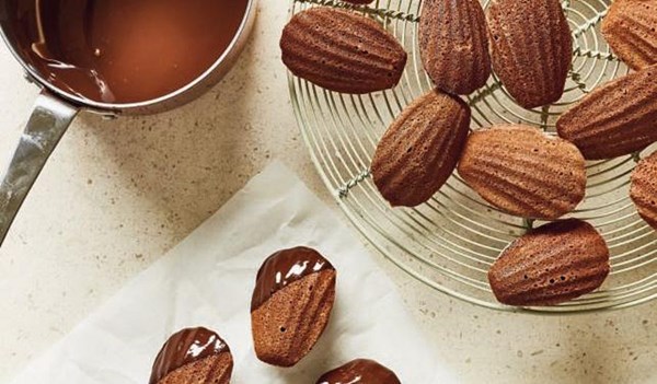 Treacle anise madeleines with grapefruit syllabub