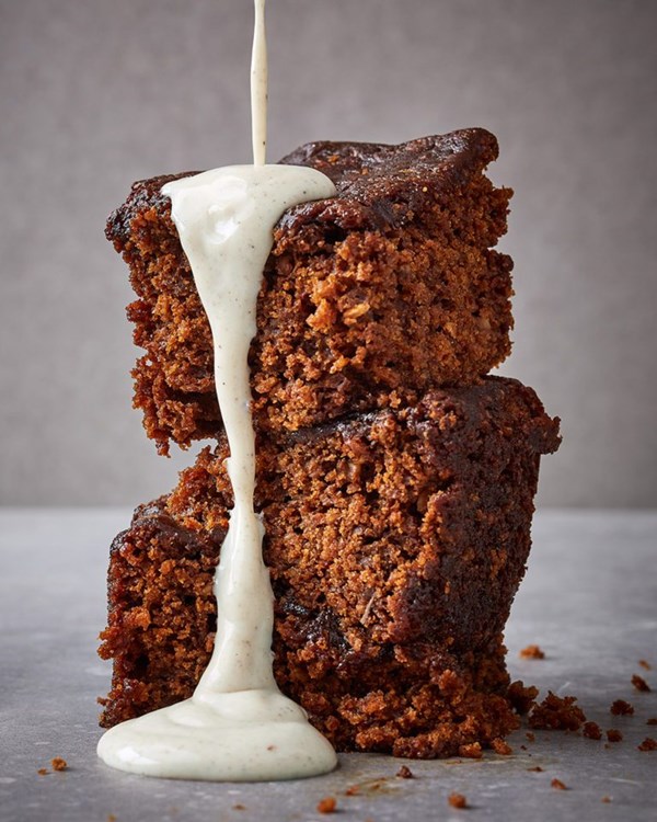 Treacle parkin with spiced custard