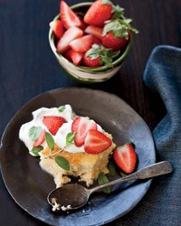 Tres leches cake with strawberries
