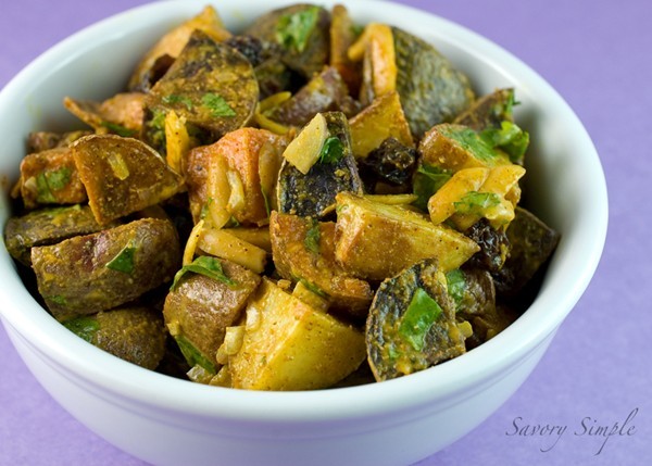 Tri-color curried potato salad