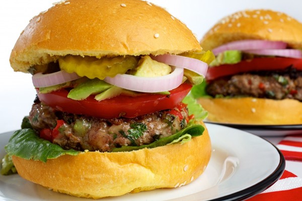 Tri-pepper burgers