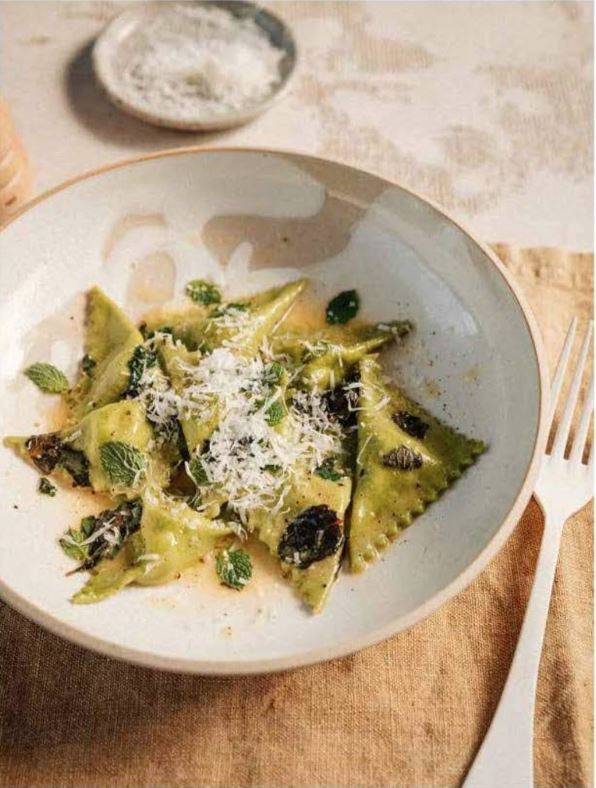 Triangoli with broad beans, ricotta & mint