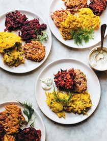 Tricolored beet fritters