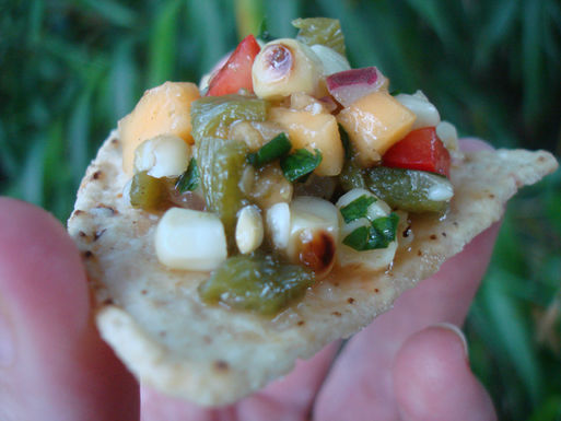 Trio of peppers and grilled corn salsa