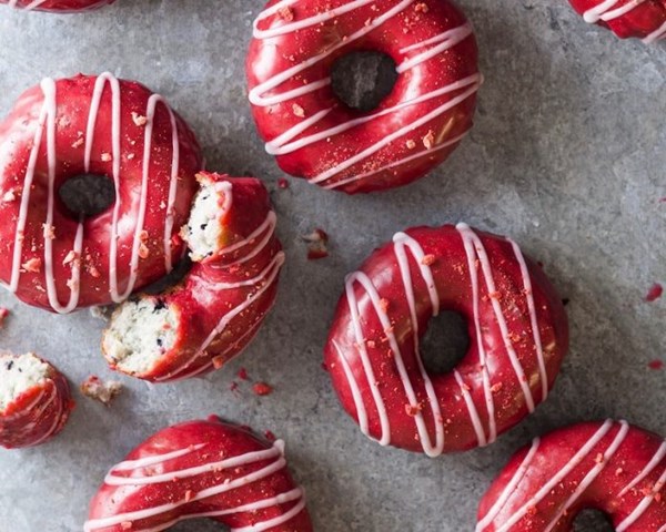 Triple berry cake doughnuts