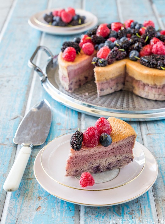 Triple berry cotton-soft cheesecake