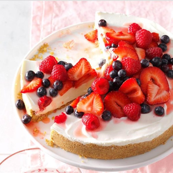 Triple berry no-bake cheesecake