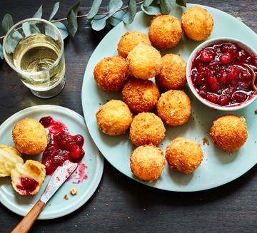 Triple-cheese croquettes with cranberry sauce