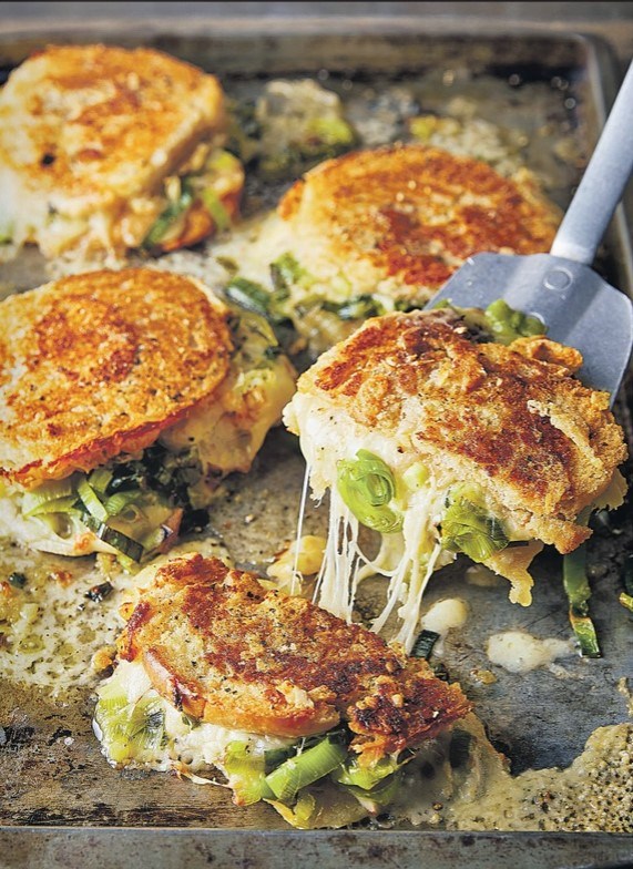 Triple-cheese inside-out toasties