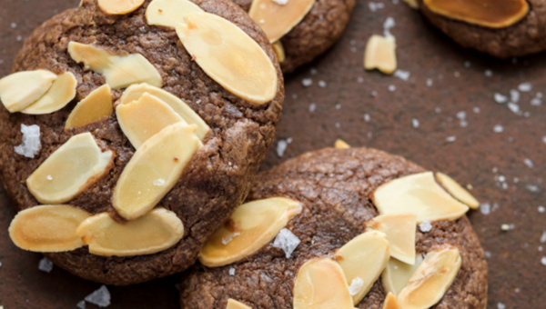Triple-chocolate almond cookies