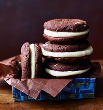 Triple chocolate and cherry brownie cookie sandwiches