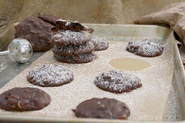 Triple-chocolate brownie cookies with zucchini
