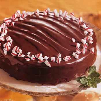 Triple-chocolate cake with chocolate-peppermint filling