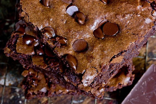 Triple chocolate chip brownies