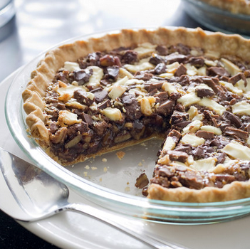 Triple-chocolate-chunk pecan pie