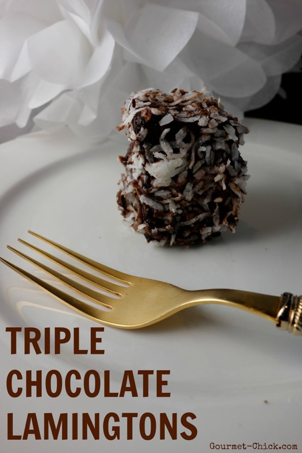 Triple chocolate lamingtons