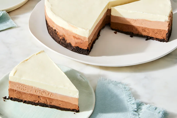 Triple-chocolate no-bake cheesecake