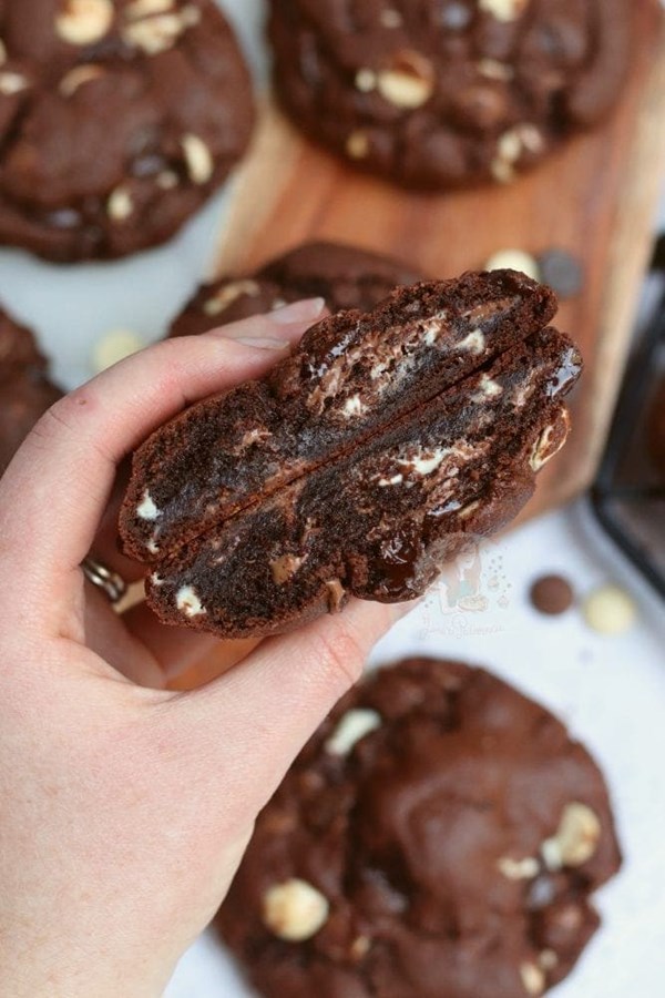 Triple chocolate NYC cookies