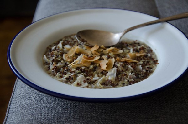 Triple-coconut quinoa porridge