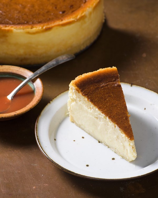 Triple crème cheesecake with guava sauce