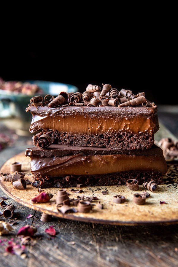 Triple layer espresso chocolate mousse cake