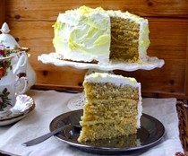Triple layer lemon swirl and poppyseed Mother's Day cake