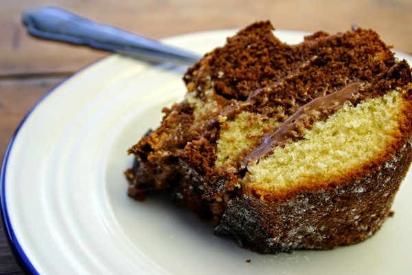 Triple layer marble Nutella bundt cake