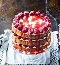Triple-layer raspberry lemonade drizzle cake